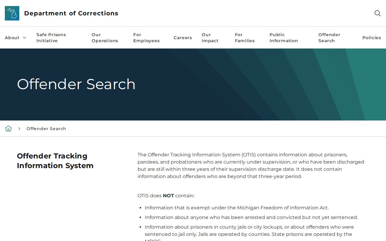 Wayne County projected release date search through Michigan OTIS
