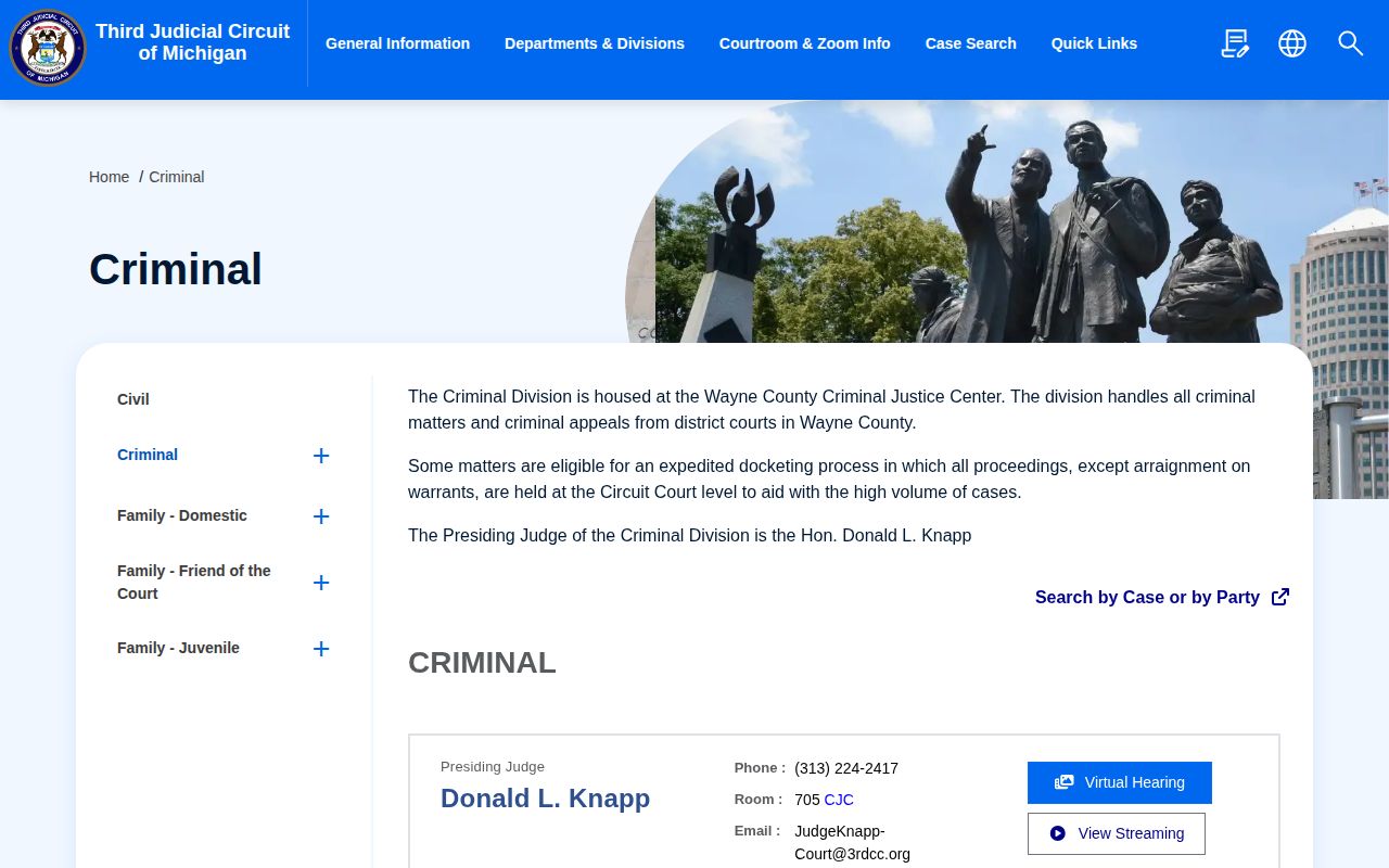 Third Circuit criminal search for a Wayne County municipal lockup release