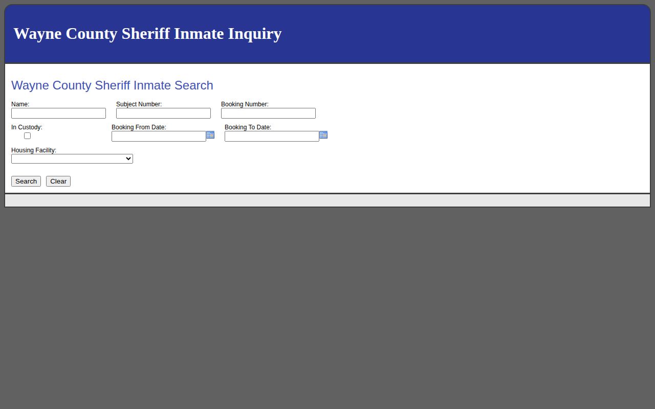 WCSO inquiry for Wayne County Adult Detention Facility release records