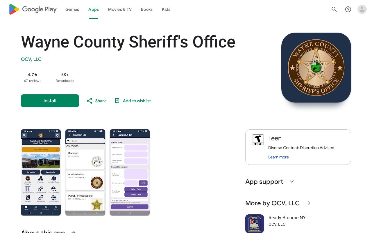 Official WCSO mobile app listing for Wayne County released mugshot research